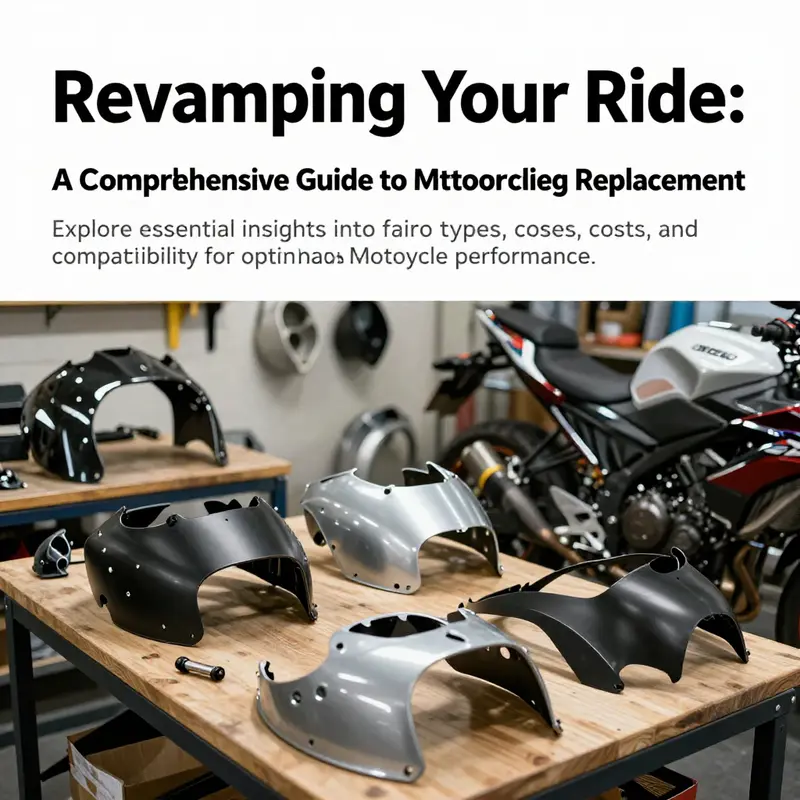 Workshop setting showing various motorcycle fairings for replacement and customization.