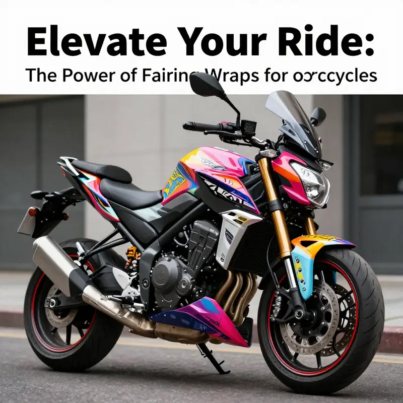 A motorcycle adorned with a custom fairing wrap, highlighting its aesthetic appeal and protective qualities.