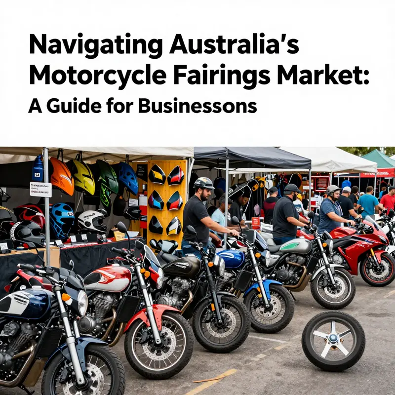 A bustling motorcycle fairings market in Australia, reflecting a vibrant community of riders and suppliers.