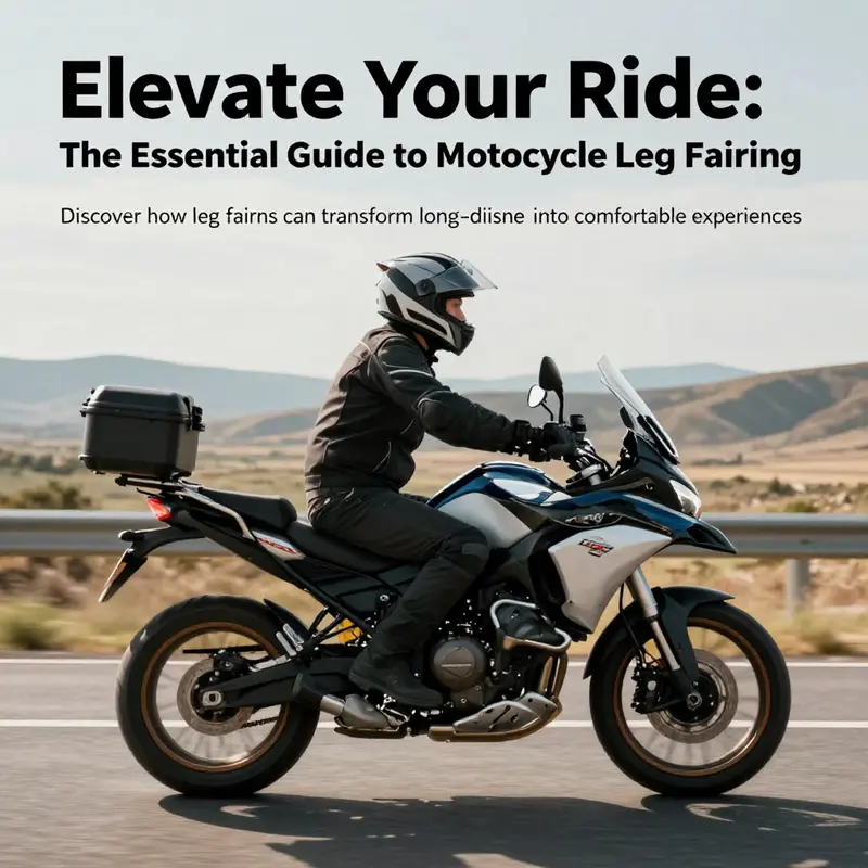 A scenic shot of a motorcycle on an open road, displaying the rider and the stylish leg fairings during a long ride.