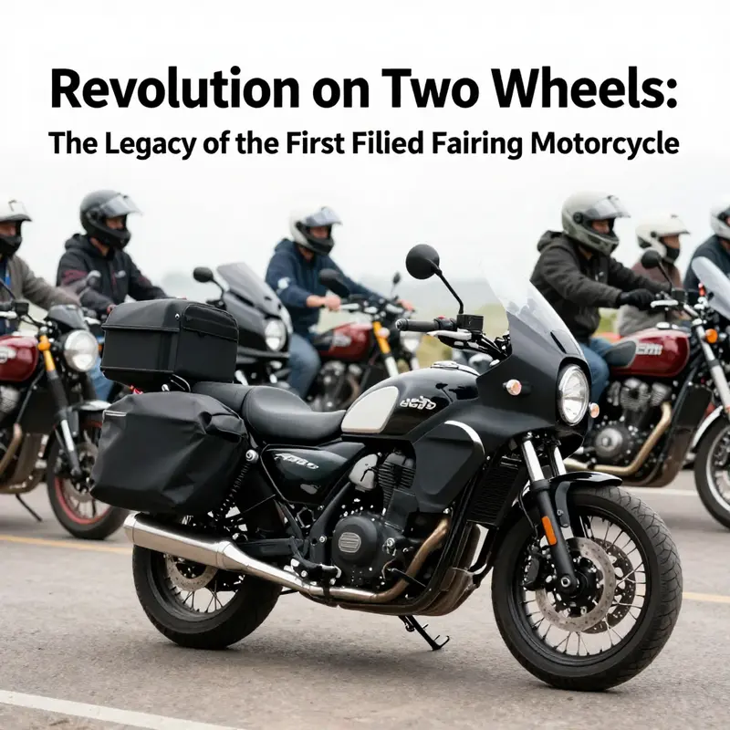 The Triumph Model H showcasing its revolutionary fixed fairing design on a 1920s road.