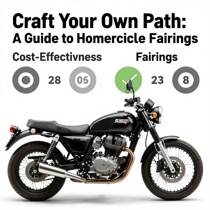 Various design concepts for homemade motorcycle fairings, highlighting creativity and personalization.