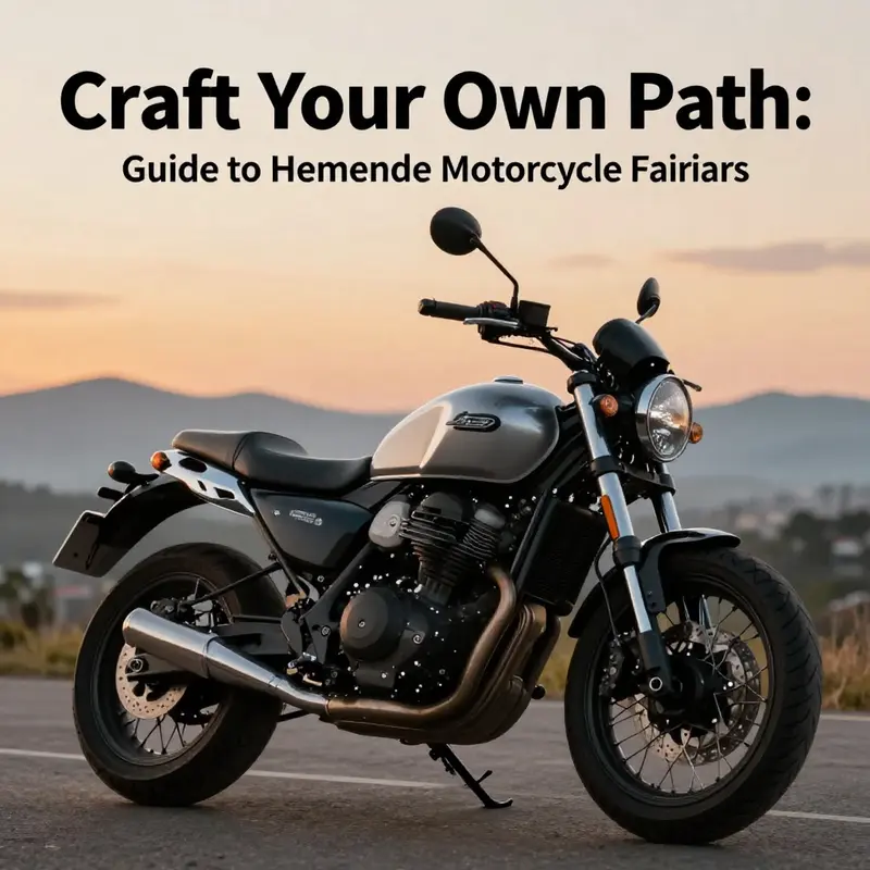 Motorcycle featuring a DIY fairing standing proudly against a sunset backdrop.