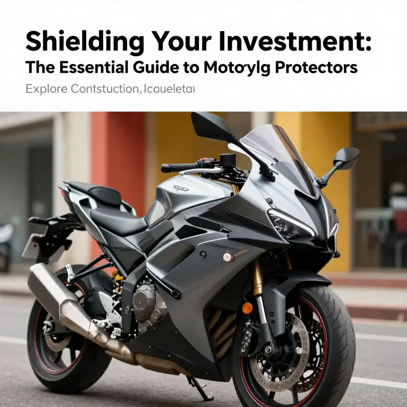 Modern motorcycle showcasing fairing protectors in an urban environment.