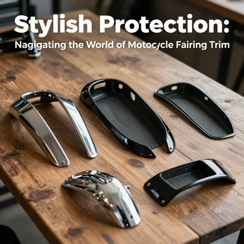 Different types of motorcycle fairing trims highlighting their unique functionalities.