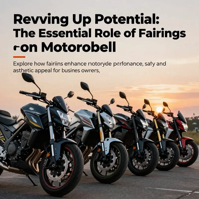 An array of motorcycles with different fairing styles displayed under a vibrant sunset, representing diversity and advancements in motorcycle design.
