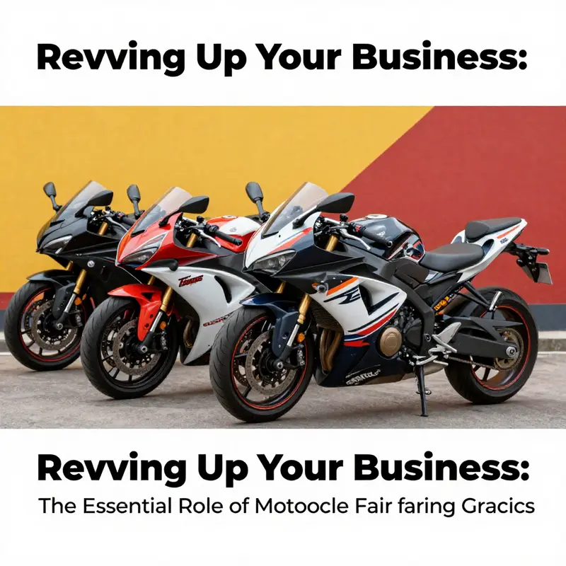 A collection of motorcycles exhibiting diverse fairing graphics under a colorful sky.