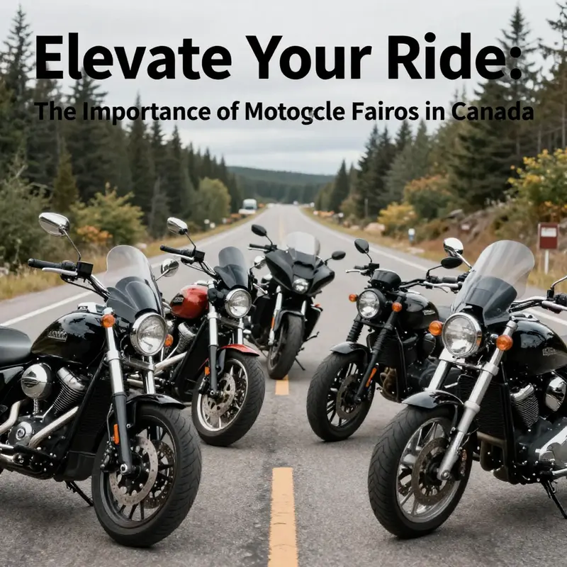 Group of motorcycles showcasing different styles of fairings on a scenic Canadian highway.