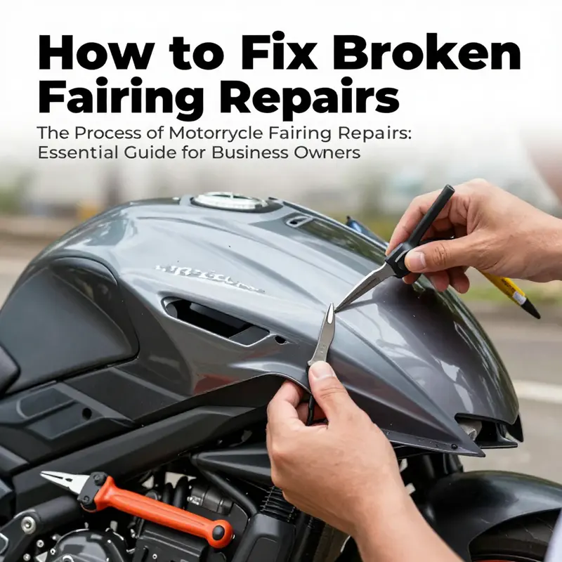Mechanic using a plastic welding technique to repair small cracks in motorcycle fairings.