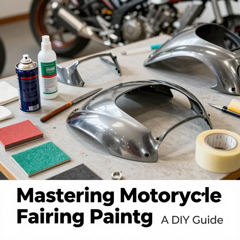 Essential tools and supplies to prepare motorcycle fairings for painting.