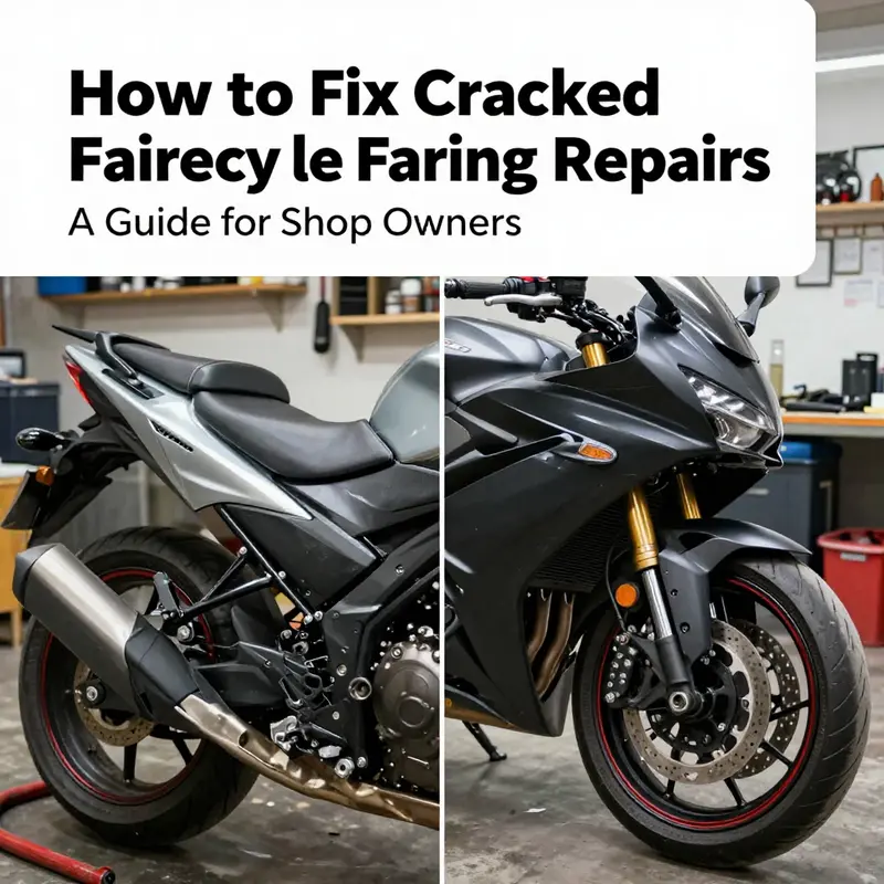 Clean and repair process for small cracks in motorcycle fairings.