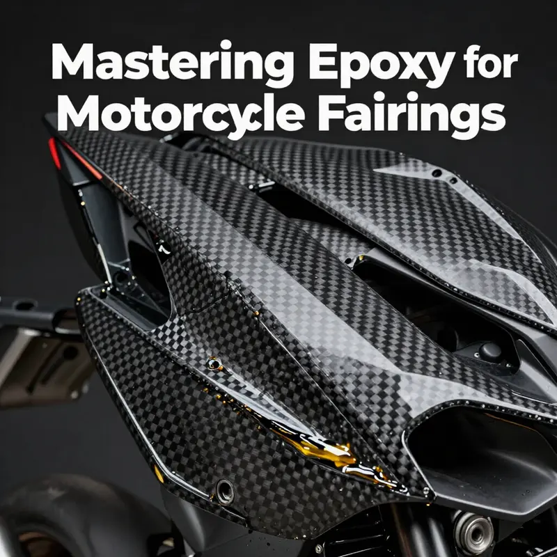 Technician repairing a motorcycle fairing with epoxy resin for durable results.