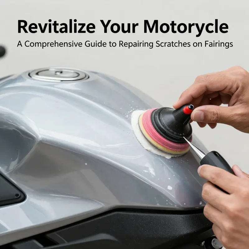 Applying toothpaste to polish minor scratches on a motorcycle fairing.
