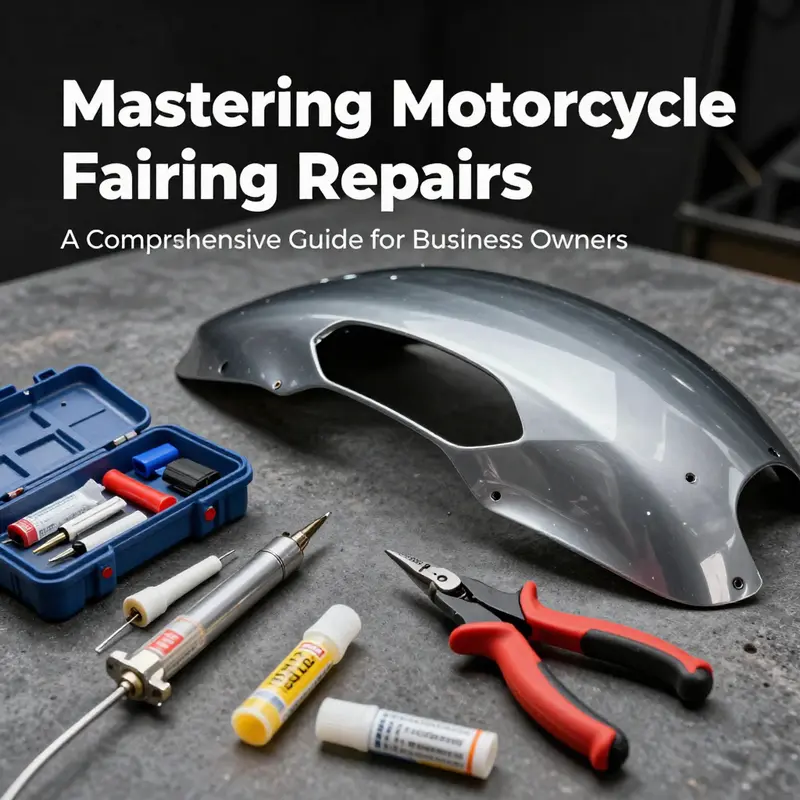 Evaluating the extent of damage on a motorcycle fairing before initiating repairs.