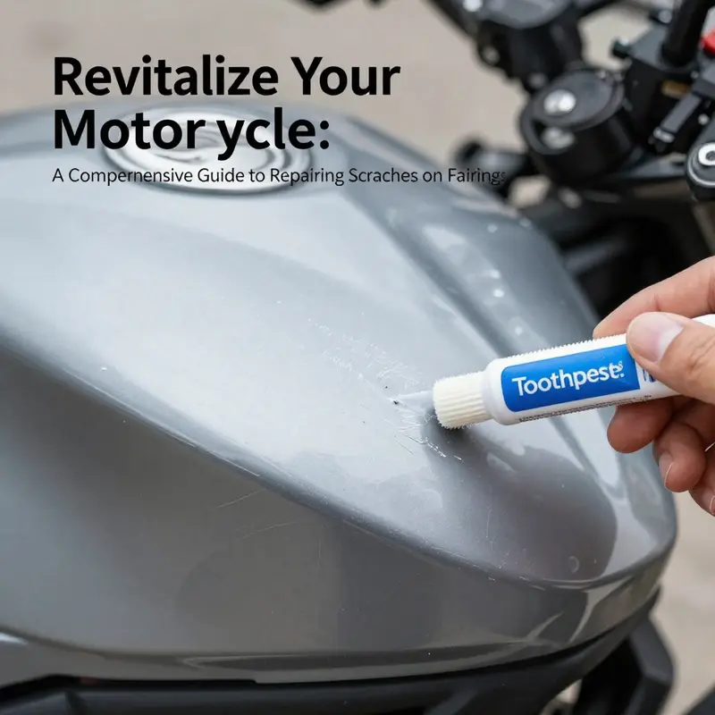Applying toothpaste to polish minor scratches on a motorcycle fairing.
