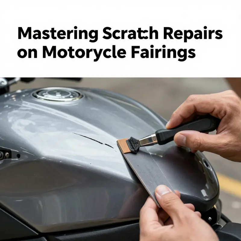 Using toothpaste to polish out minor scratches on a motorcycle fairing.