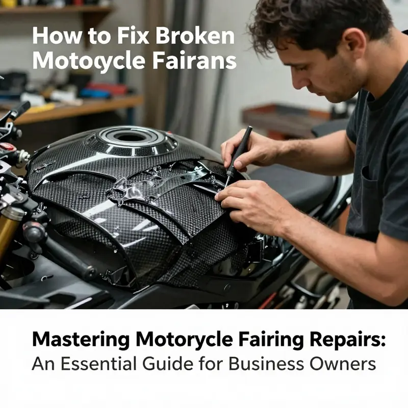 Mechanic using a plastic welding technique to repair small cracks in motorcycle fairings.