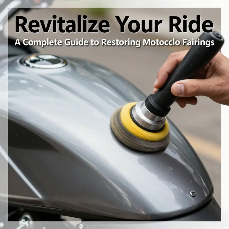 A motorcycle fairing being restored through careful polishing, demonstrating a significant reduction in scratches and haze.