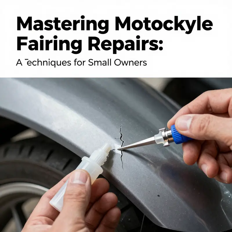 Clean and repair process for small cracks in motorcycle fairings.