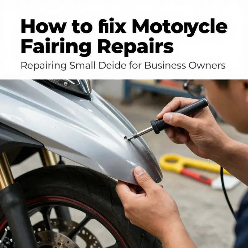 Mechanic using a plastic welding technique to repair small cracks in motorcycle fairings.