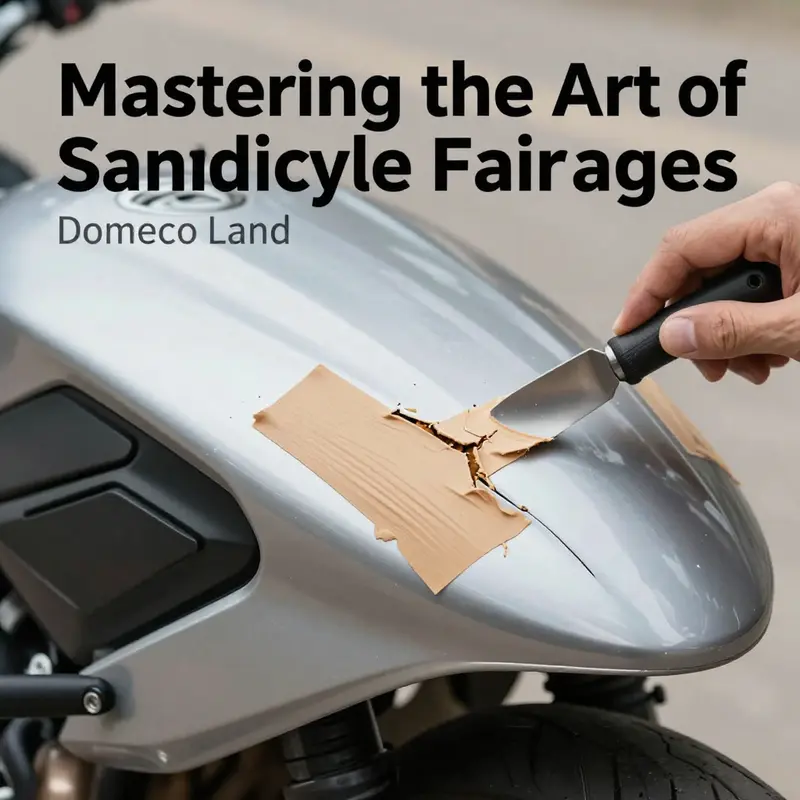 Inspecting a motorcycle fairing before starting the sanding process.