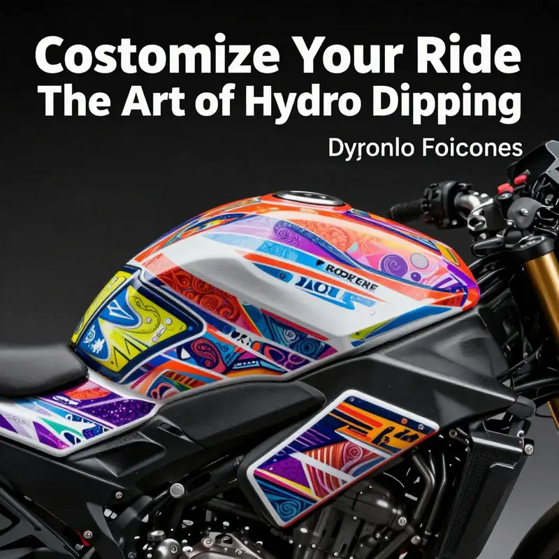 A beautifully hydro dipped motorcycle fairing displaying intricate designs and vivid colors.