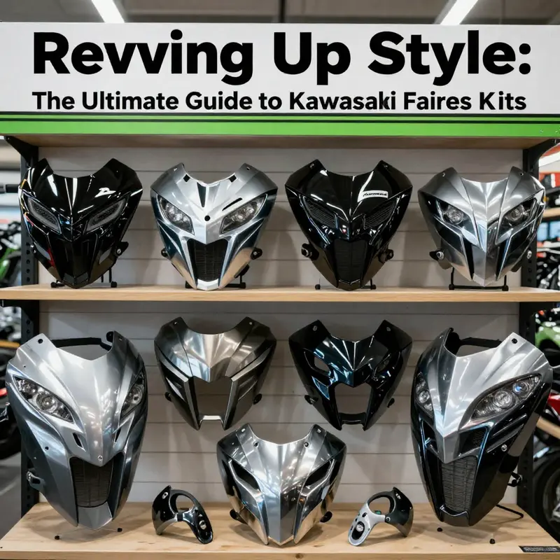 A variety of Kawasaki motorcycle fairing kits highlighting their diverse designs and applications.