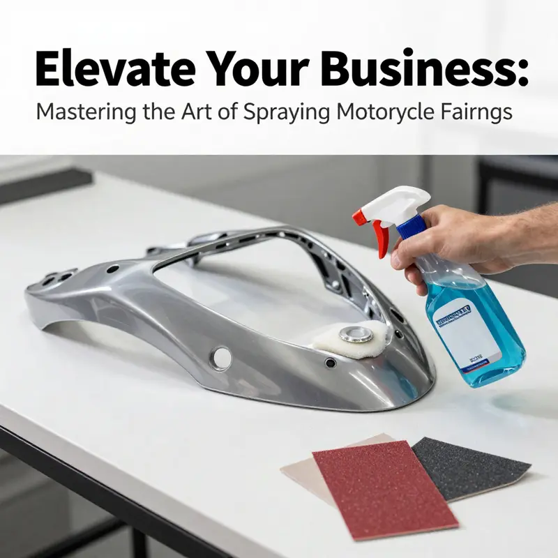 Cleaning and sanding the motorcycle fairing to prepare for painting.