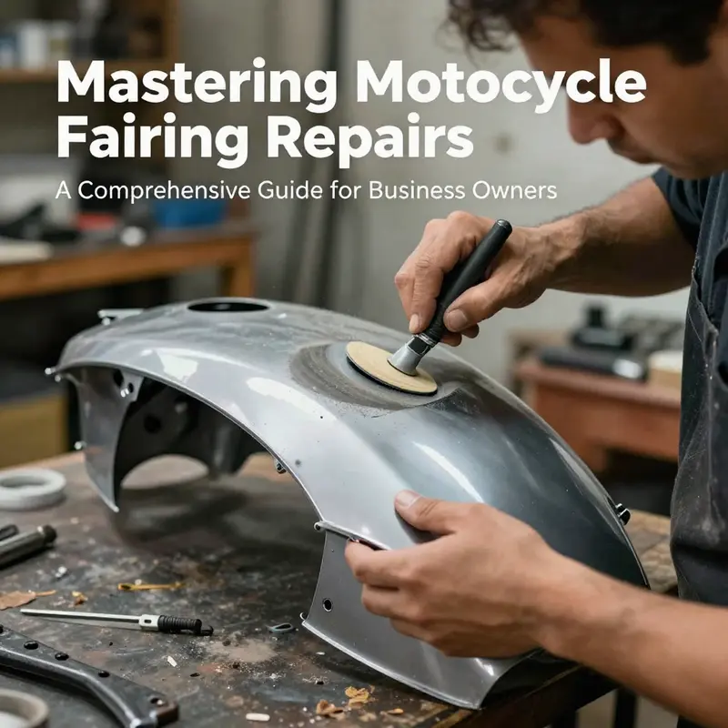 Evaluating the extent of damage on a motorcycle fairing before initiating repairs.