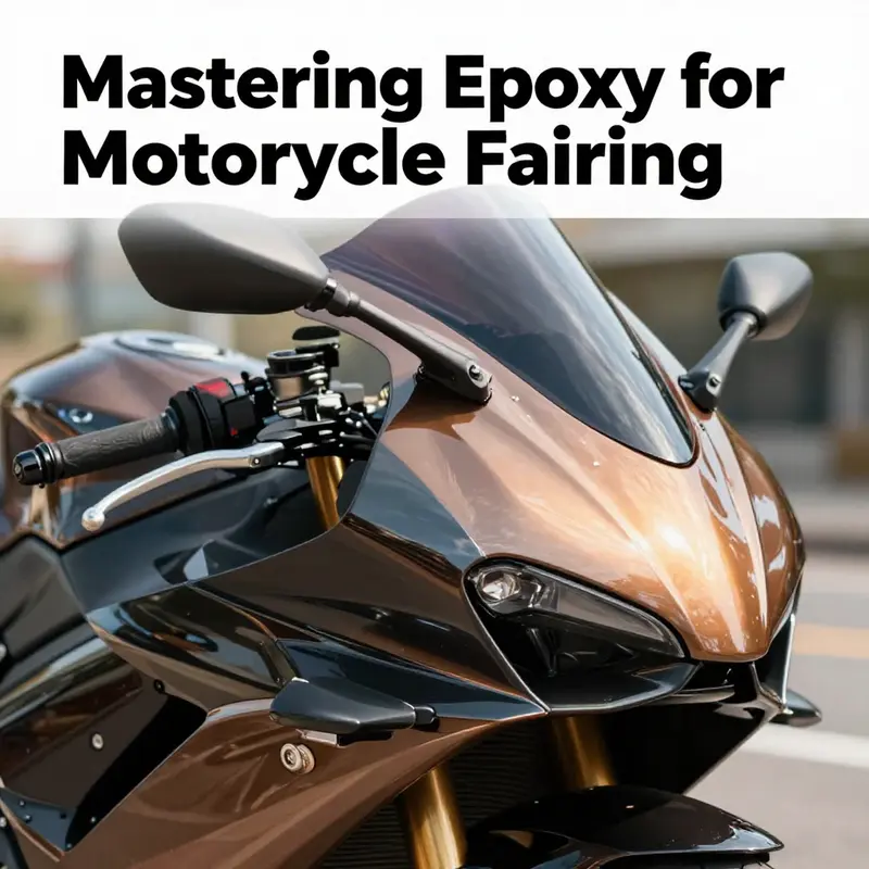 Technician repairing a motorcycle fairing with epoxy resin for durable results.