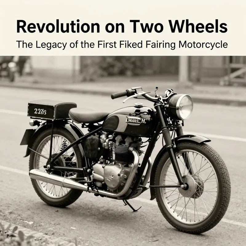 The Triumph Model H showcasing its revolutionary fixed fairing design on a 1920s road.