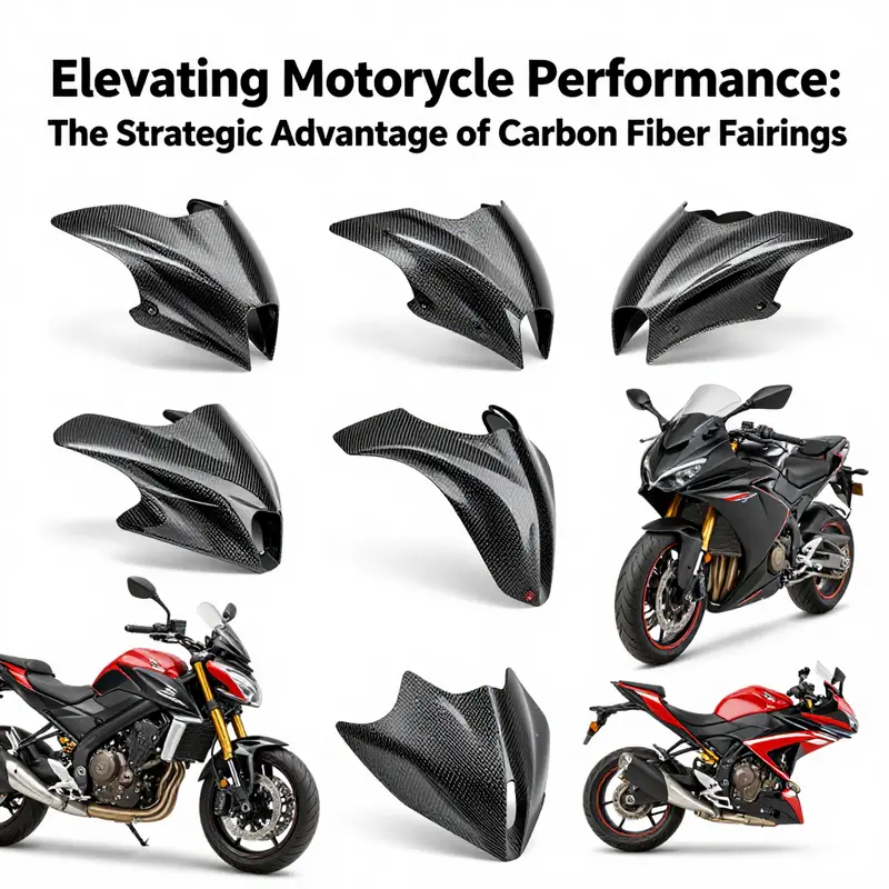 A diverse collection of motorcycle carbon fiber fairings illustrating their applications across different motorcycle types.