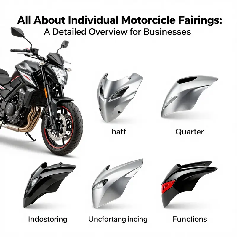 A detailed illustration showcasing the different types of individual motorcycle fairings and their specific functions.