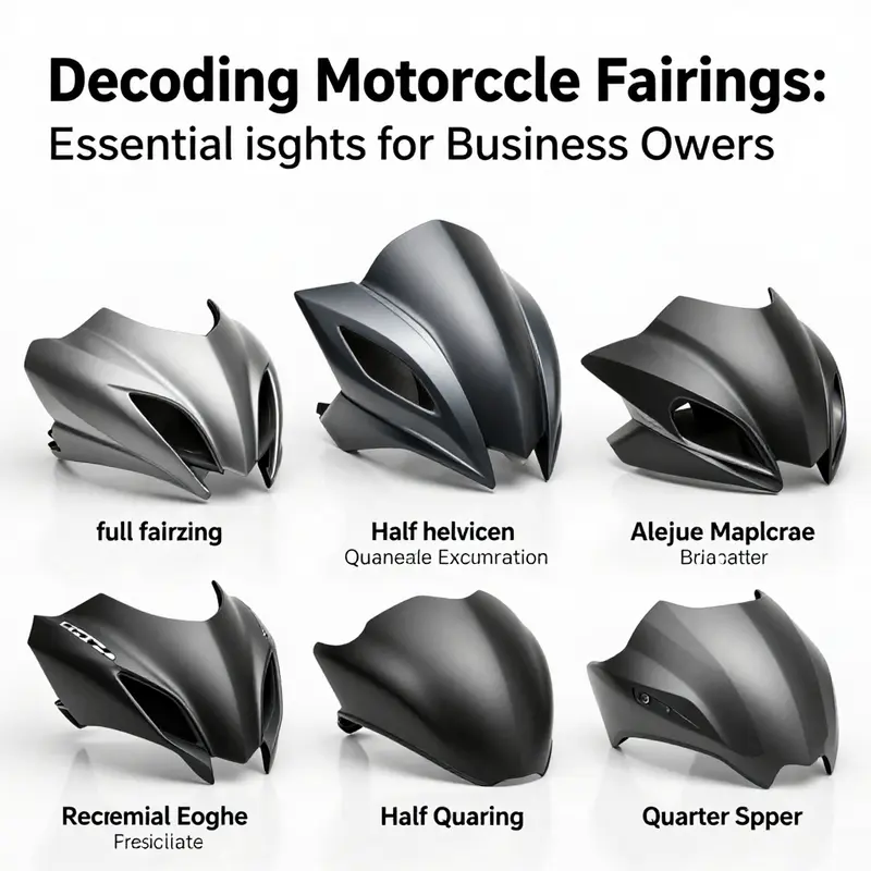 A display of different types of motorcycle fairings, each serving a unique purpose and appeal.