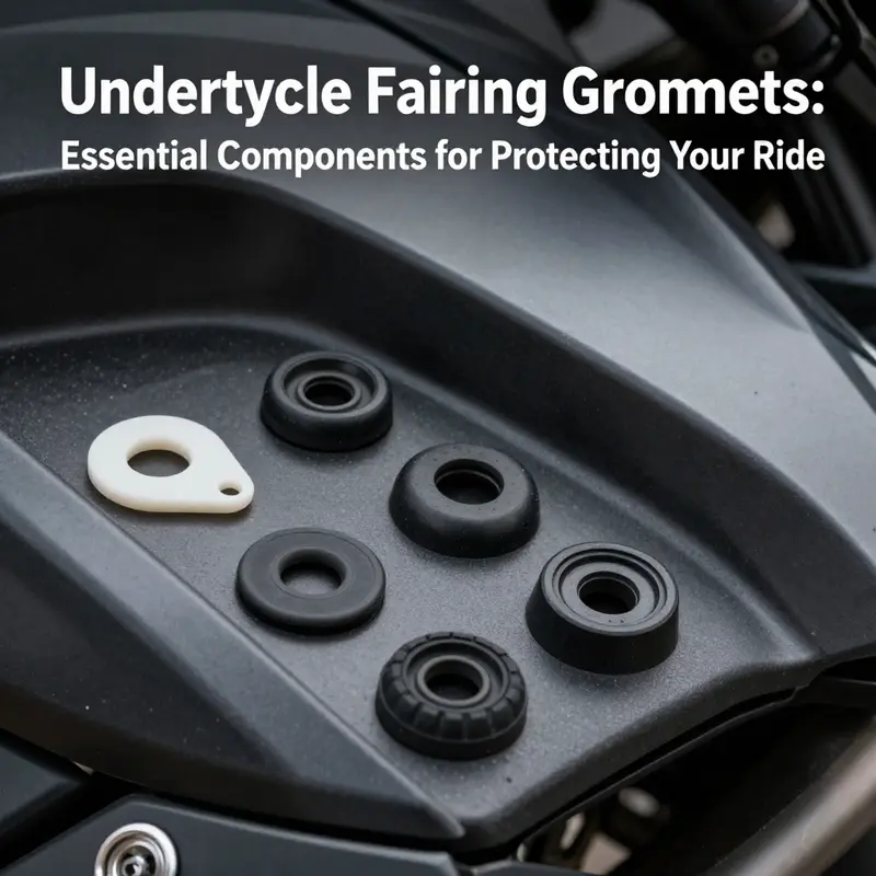 An array of motorcycle fairing grommets illustrating different types and materials.