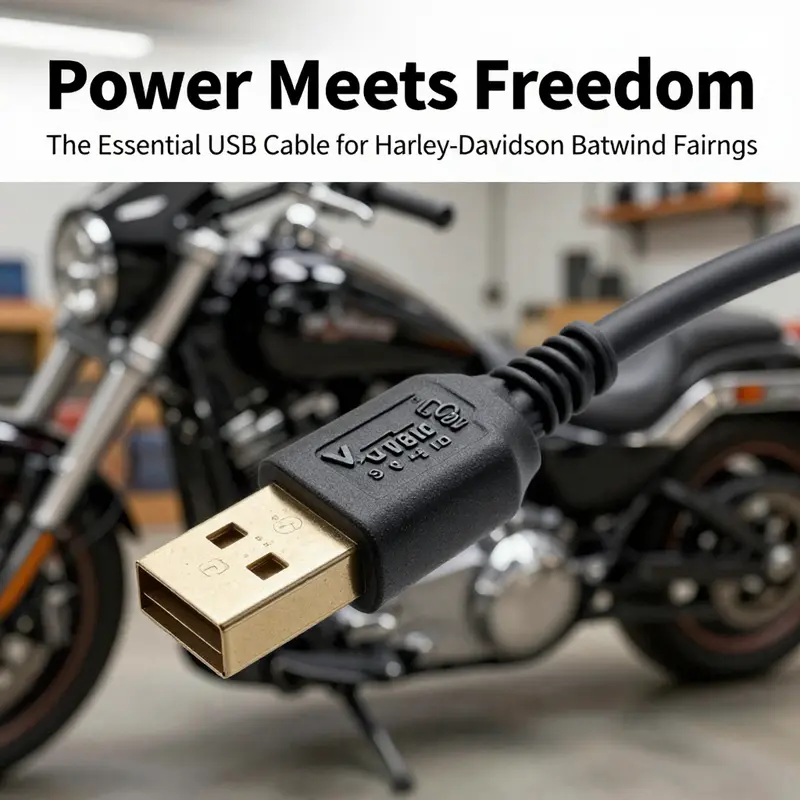 A Harley-Davidson motorcycle equipped with a factory USB cable, illustrating its practical role in enhancing rider connectivity.