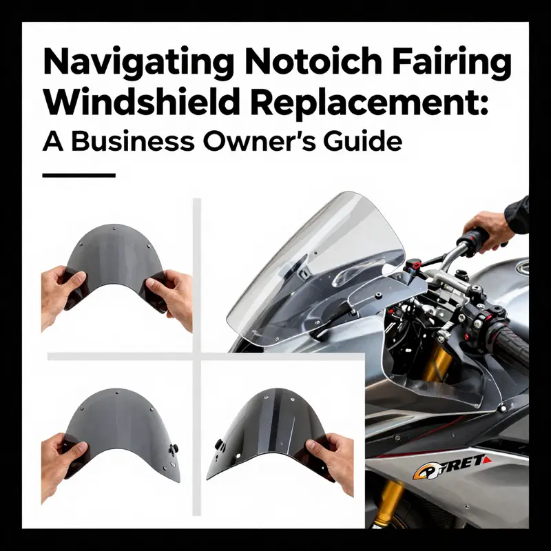A technician reviews a motorcycle fairing windshield replacement in a well-equipped workshop.