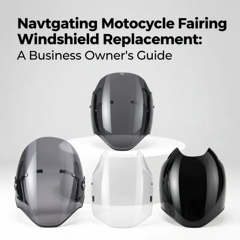 A technician reviews a motorcycle fairing windshield replacement in a well-equipped workshop.