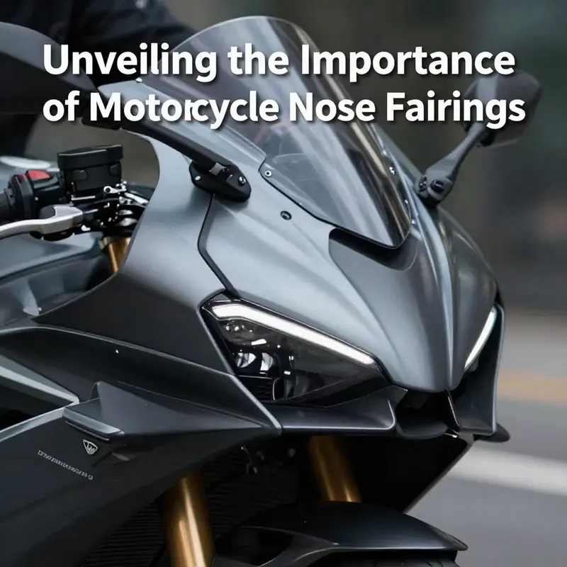 An aerodynamic motorcycle nose fairing designed to optimize airflow.