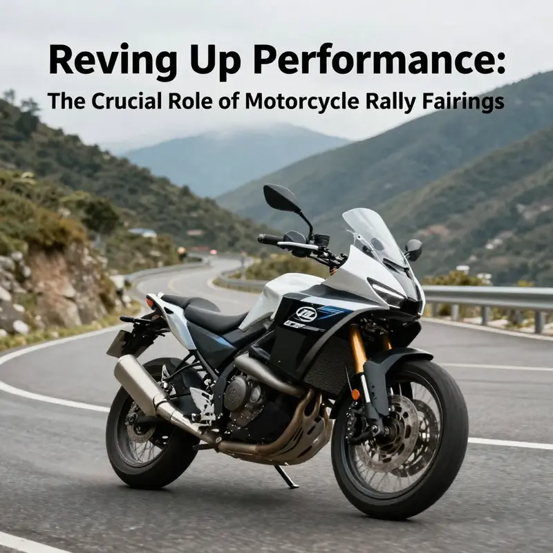 Aerodynamic design of a motorcycle rally fairing enhances performance on challenging terrains.