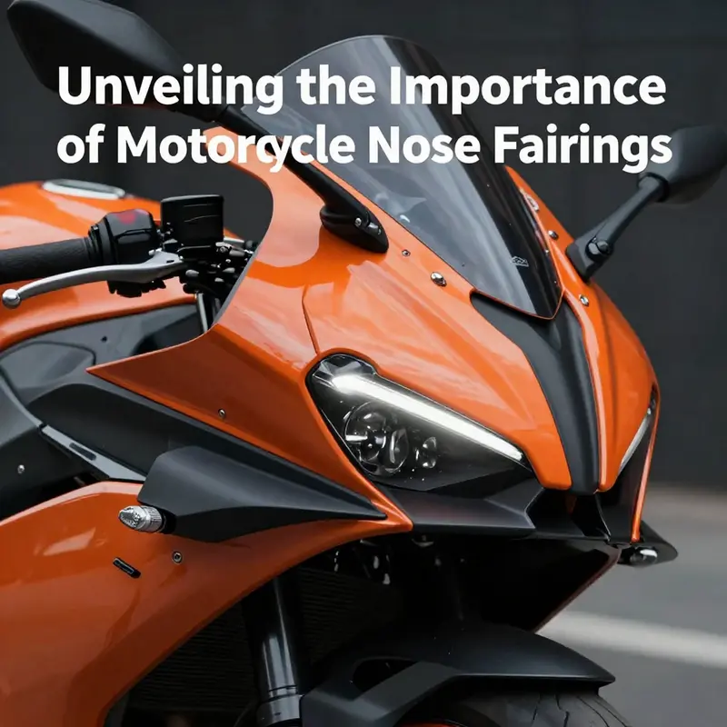 An aerodynamic motorcycle nose fairing designed to optimize airflow.