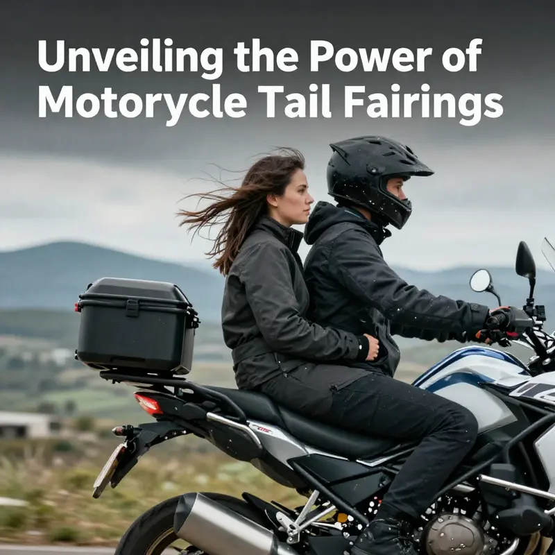 Illustrating streamlined airflow, the motorcycle tail fairing enhances aerodynamics.