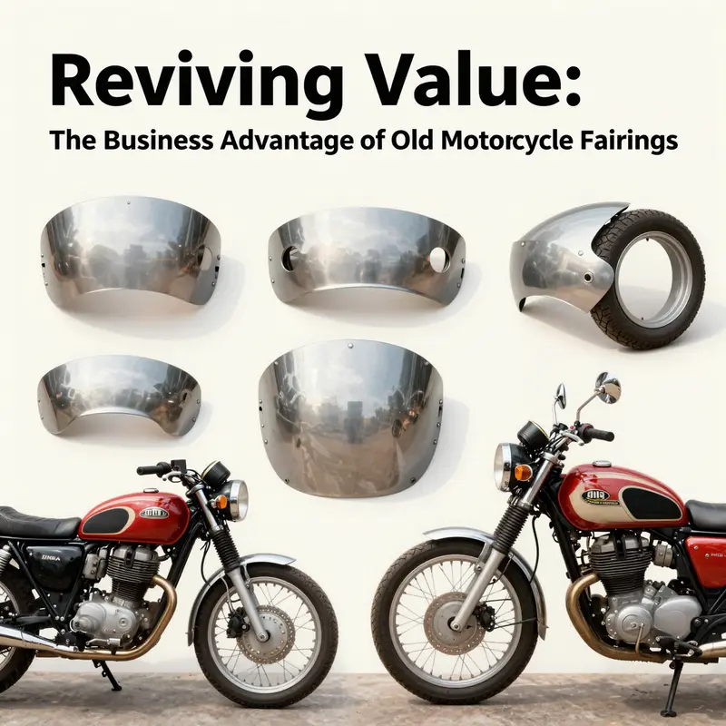 A diverse selection of old motorcycle fairings demonstrating compatibility with different models.