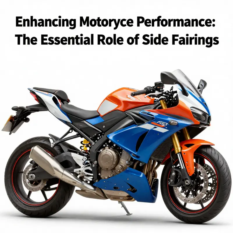 Motorcycle side fairings enhancing aerodynamic efficiency during a ride.