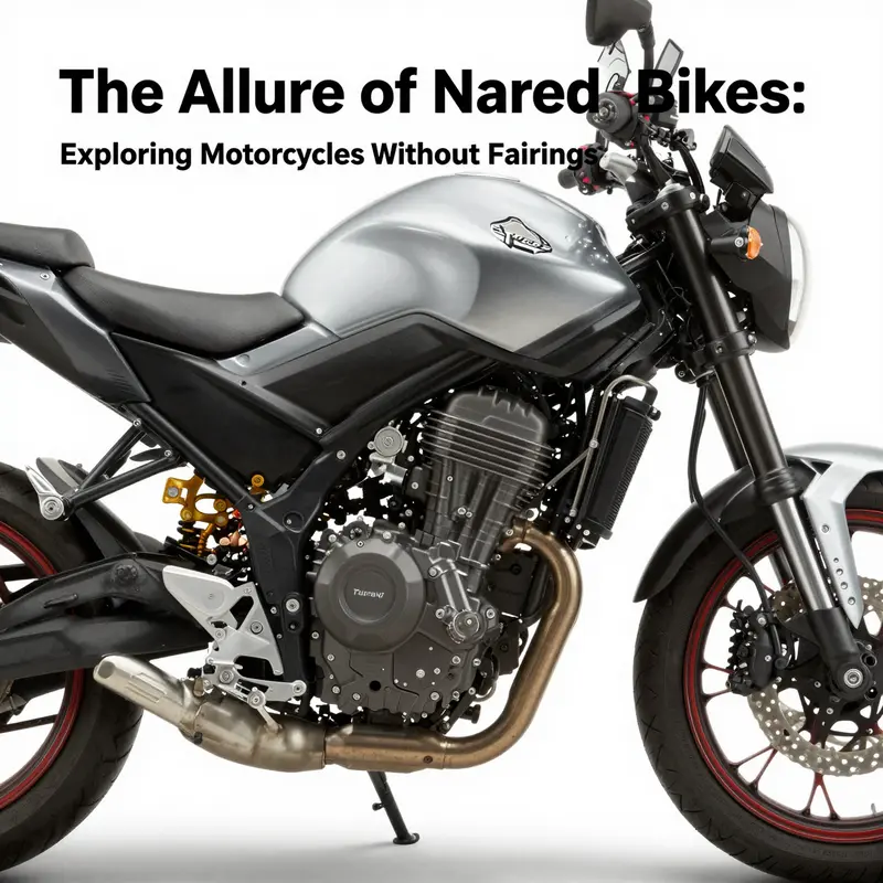 The exposed engine of a naked motorcycle, emphasizing its minimalist design.