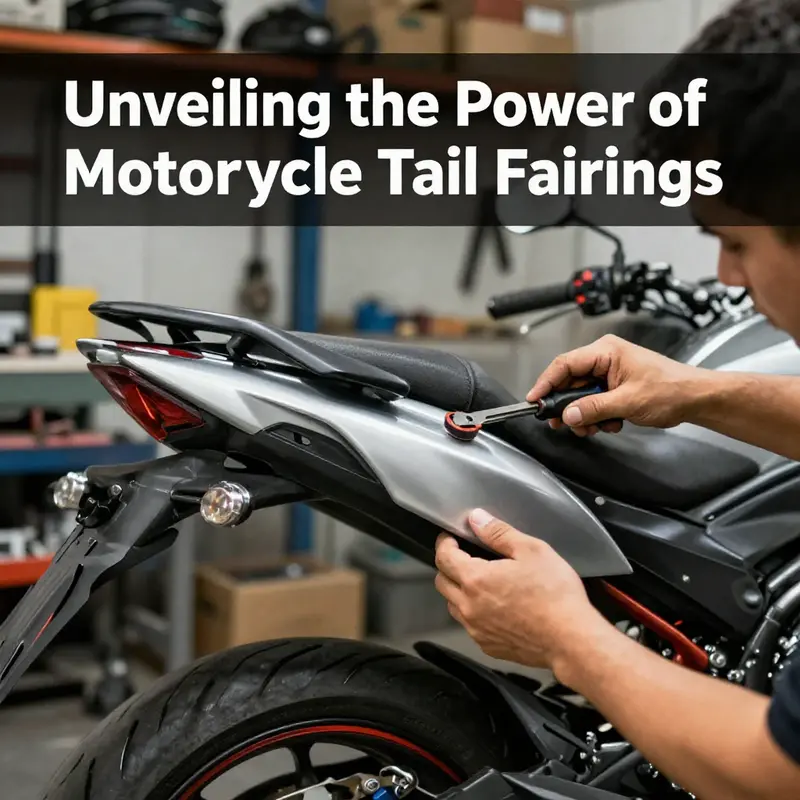 Illustrating streamlined airflow, the motorcycle tail fairing enhances aerodynamics.
