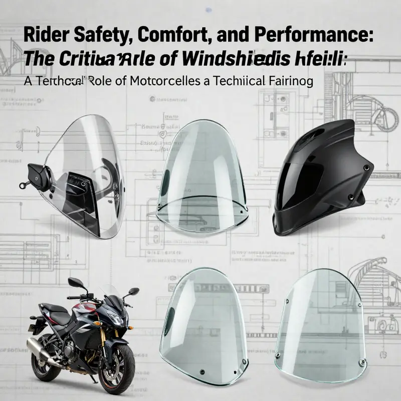 A close-up of a motorcycle windshield emphasizes its role in protecting the rider from wind and debris.