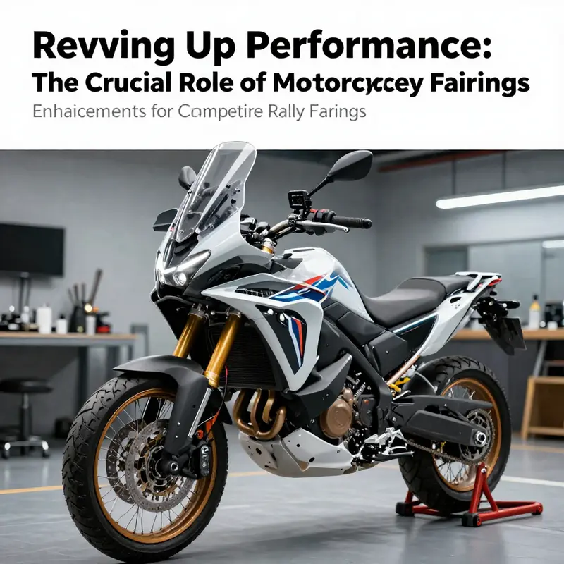 Aerodynamic design of a motorcycle rally fairing enhances performance on challenging terrains.