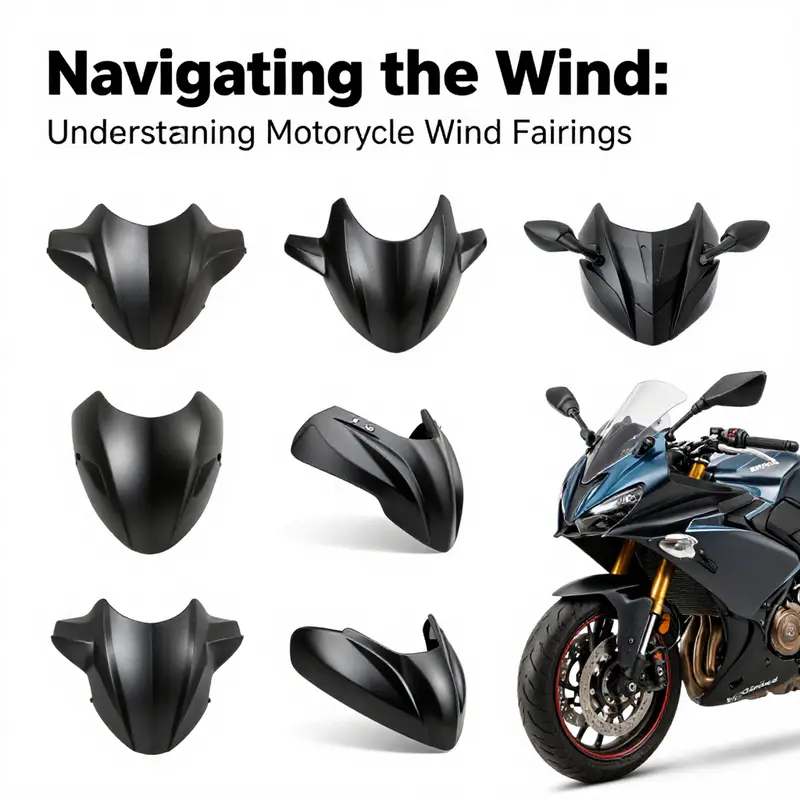 An overview of various motorcycle wind fairings highlighting their diverse shapes and sizes.