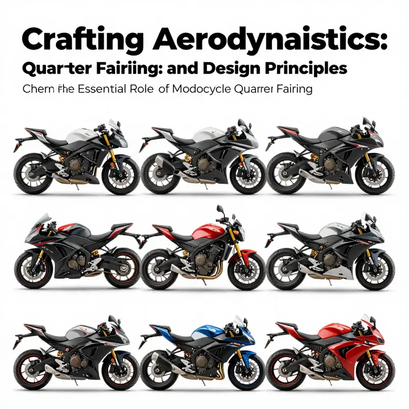 Illustration of motorcycle quarter fairings on various models, highlighting their design and aesthetic.